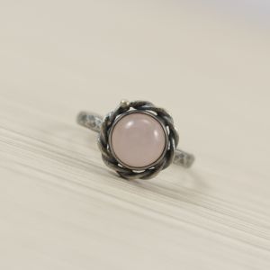 Kwarc różowy i srebro - pierścionek 2716 - ChileArt